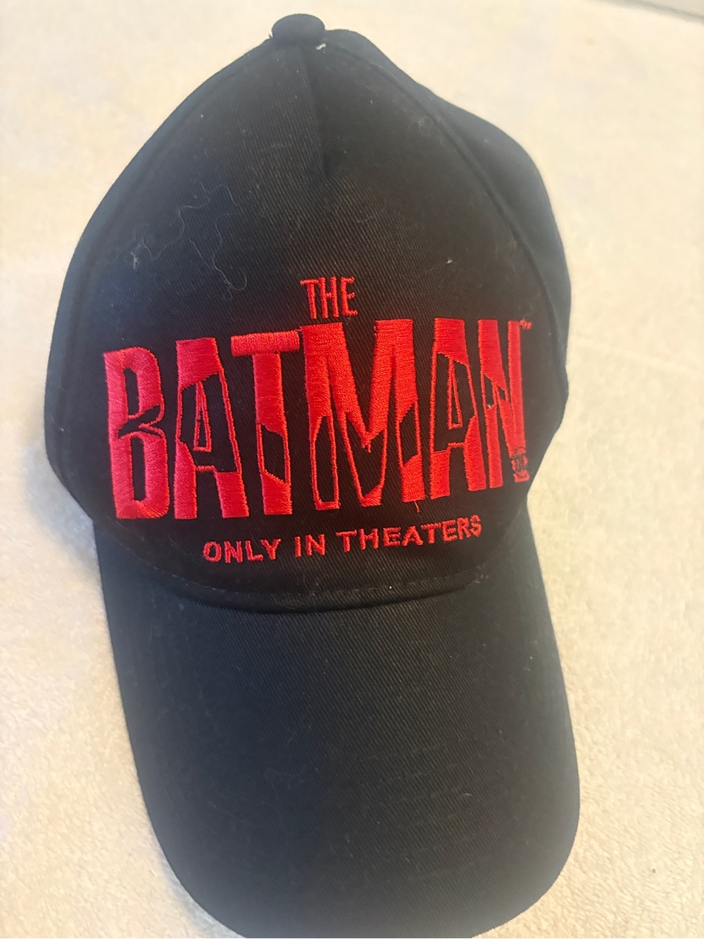 Batman Black Cap with Red 'The Batman' Embroidery
